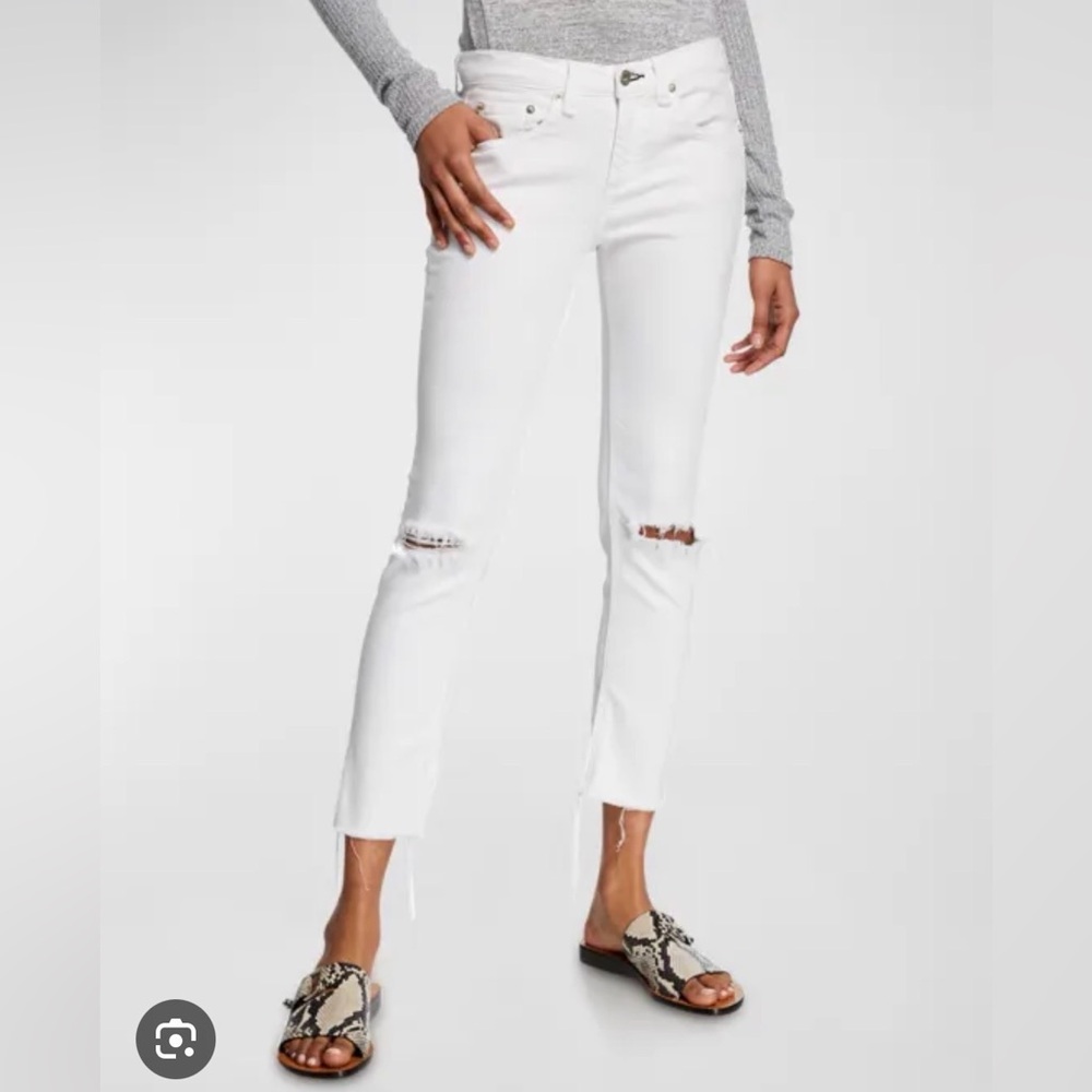 Rag & Bone  Dre Low-Rise Ankle Slim Boyfriend Knee-Rip Jeans